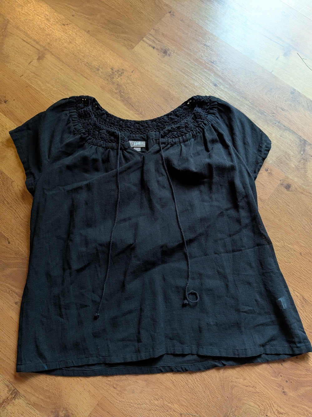 J. Jill Black Short Sleeve See Through Top